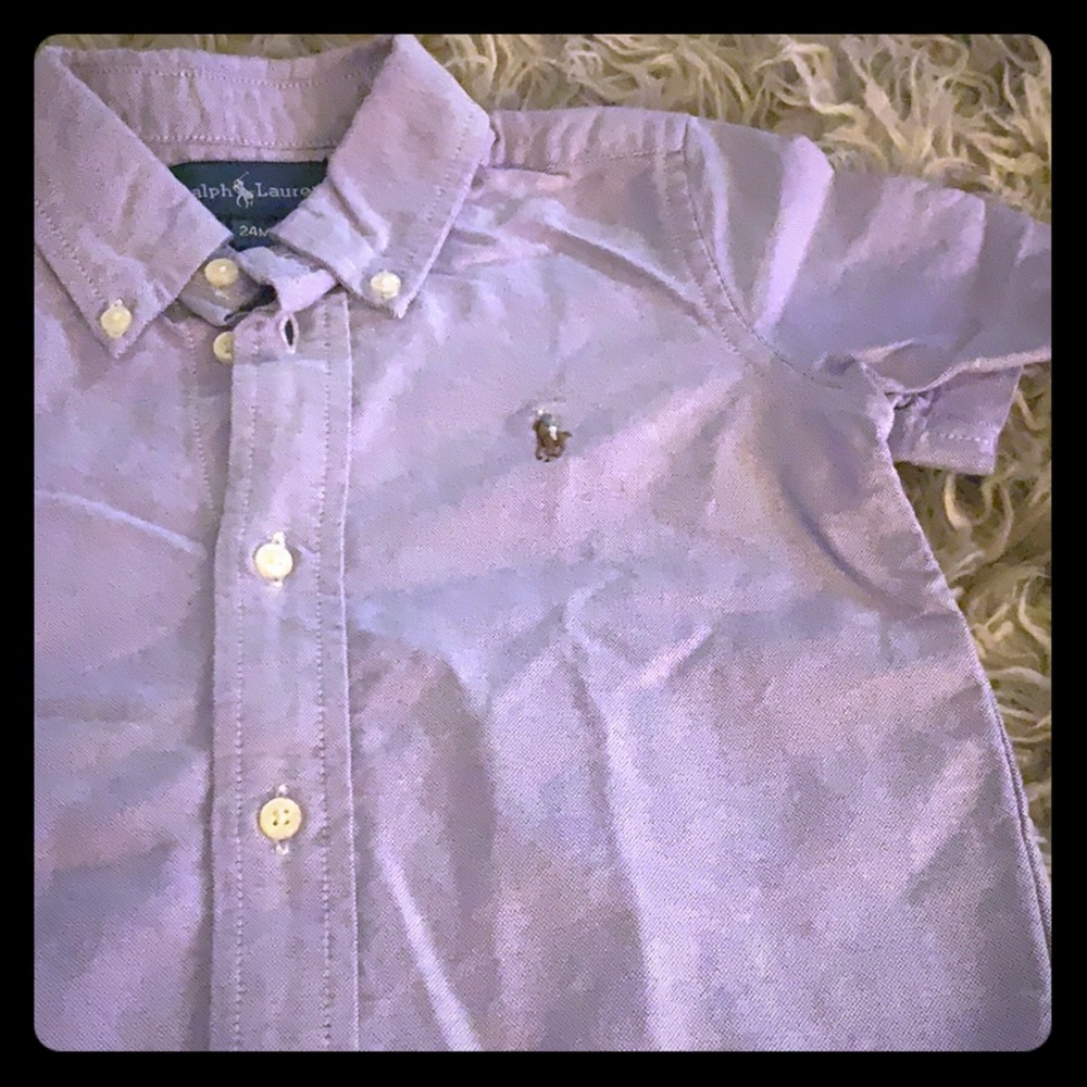 Polo boys short sleeve button down Purple